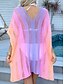 cheap Beach Dresses-Women&#039;s Swimsuits Cover Up Swim Dress Swimsuit Cut Out Vacation Beach Wear Ombre V Neck Long Sleeve Bathing Suits