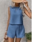 cheap Sets-Women's Linen-feel Set Linen-Inspired Sets Two Piece Sets Baggy Shorts Sleeveless Crew Neck Plain Fashion Daily Casual Daily Black Royal Blue Orange Summer Regular Fit