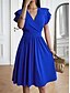 preiswerte Einfaches Kleid-Damen Midi Kleid Korsett Kleid T-Shirt Kleid Tee Kleid Einfarbig A-Linien Kleid Lässig Urlaub Alltag Reguläre Passform Grafik Kurzarm V-Ausschnitt Schwarz Wein Blau Grün Sommer