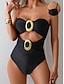 ieftine Costume Întregi-Pentru femei Costume de Baie O bucată Monokini Costum de baie decupaj sexy Controlul abdomenului Talie Înaltă Fără Spate Vacanță Costum de plajă Culoare solidă În U Fără manșon Costume de baie