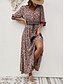 billiga Bohemklänningar-Dam Maxiklänning Vardagsklänning Långärmad Boho klänning Boho-klänning bohemliv Stylish Grundläggande Semester Ledigt Dagligen Normal Grafisk 3/4 ärm V-hals Rödbrun Blå Sommar Vår Höst