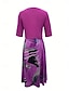 abordables Ensembles de robes-Femme Robe mi-longue Robe casual Robe Ensemble Robe Évasée Robe Trapèze mode Décontractées Vacances du quotidien Standard Graphic Demi Manches Col V Rose Claire Bleu Fuchsia Orange Eté
