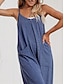 cheap Jumpsuits-Women's Normal Overall Active Solid Color Sleeveless V Neck Pocket Vacation Daily Regular Fit Royal Blue Summer
