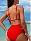 tanie Zestawy bikini-Damskie Stroje kąpielowe Bikini 2 szt Majtki Kostium kąpielowy Odkryte plecy Szczupła Urlop Stroje plażowe Jednokolorowe Kantarka Bez rękawów Kostiumy kąpielowe