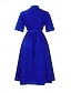 abordables Robe Simple-Femme Robe mi-longue Robe chemise Robe Trapèze Elégant Grande occasion Travail Standard Plein Demi Manches Col de Chemise Rouge Bleu Roi Abricot Eté