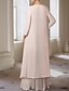 cheap Mom&#039;s Jumpsuits-Jumpsuits Mother of the Bride  Wedding Guest Elegant Sweetheart Floor Length Chiffon Long Sleeve Wrap Included Jacket es with Sash / Ribbon Pleats