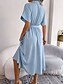 preiswerte Einfaches Kleid-Damen Midi Kleid Wickelkleid A-Linie Kleid Geburtstag Freizeit Urlaub Party Geburtstag reguläre Passform Grafik Kurzarm Hemdkragen Wein Armee Grün Hellblau Sommer