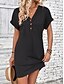 voordelige Casual zwarte jurk-Dames Mini-jurk Zwarte jurk Gebreide jurk Casual jurk Basic Casual Vakantie Dagelijks Normale pasvorm Effen Korte mouw V-hals Grijs-Groen Zwart Blozend Roze Wijn Zomer Lente