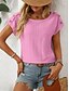 cheap Plain tee-Women&#039;s T Shirt Plain Fashion Modern Casual Short Sleeve Crew Neck Regular Tops Daily Weekend Patchwork Buttons White Sky Blue Orange Rose Pink Summer Spring