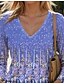 billige Boho t-shirt-Damernes T-Shirt V-Hals Lange Ærmer Tunika Mode Moderne Casual Regelmæssig Top Dagligt Weekend Print Hvid Kongeblå Blå Grøn Khaki Efterår Vinter