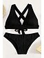 baratos Conjuntos de Bikini-Mulheres Roupa de Banho Biquíni 2 partes Cavado roupa de banho Frente Única Delgado Férias Roupa de Praia Côr Sólida Decote V Sem Manga Fatos de banho
