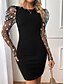tanie mini czarna sukienka-Damskie Sukienka mini Czarna sukienka Bodycon Elegancja Elegancki Seksowny Bufka Urlop Impreza Codzienny Regularny Jednokolorowe Długi rękaw Półgolf Czarny Biały Niebieski Lato Wiosna Jesień