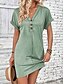 voordelige Casual zwarte jurk-Dames Mini-jurk Zwarte jurk Gebreide jurk Casual jurk Basic Casual Vakantie Dagelijks Normale pasvorm Effen Korte mouw V-hals Grijs-Groen Zwart Blozend Roze Wijn Zomer Lente
