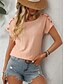 cheap Plain tee-Women&#039;s T Shirt Plain Fashion Modern Casual Short Sleeve Crew Neck Regular Tops Daily Weekend Patchwork Buttons White Sky Blue Orange Rose Pink Summer Spring