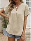 abordables Hauts Unis pour Femmes-Femme Chemisier Couleur unie mode Décontractées Manche Courte Col V Hauts réguliers Travail du quotidien Vacances Rose Claire Bleu Vert Beige Eté Printemps
