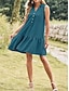 preiswerte Kleider für die Arbeit-Damen Minikleid Casual kleid Tank-Top Kleid Basic Brautkleider schlicht Urlaub Täglich Regular Fit Glatt Ärmellos Gekerbter Hals Schwarz Rosa Marineblau Grün Sommer