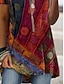 voordelige Boho Tops-Dames T-shirt Afdrukken Grafisch Modieus Modern Casual Korte mouw Strakke ronde hals Normale tops Dagelijks Weekend blauw Wijn Paars Oranje Zomer Lente