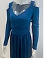 preiswerte Weißes Kleid-Damen Midi Kleid Korsett Kleid Sommerkleid Einfarbig Off The Shoulder Kleid Urlaub Freizeit Alltag Reguläre Passform Einfarbig Langarm V-Ausschnitt Schwarz Pink Rot Blau Sommer