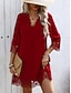abordables mini robe noire-Femmes Mini Robe Robe noire Robe Décontractée Robe de Cocktail Robe de Cérémonie Basique Occasionnel Quotidien Vacances Coupe régulière Uni Manche 3/4 Col en V Bleu Noir Rouge Été