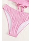 baratos Conjuntos de Bikini-Mulheres Roupa de Banho Biquíni 2 partes Cavado roupa de banho Frente Única Delgado Férias Roupa de Praia Côr Sólida Decote V Sem Manga Fatos de banho