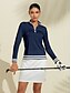 preiswerte Passender Polo-Damen Golf-Poloshirt Marinenblau Dunkelgrün Langarm Oberteil Damen-Golfkleidung, Kleidung, Outfits, Kleidung