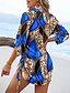 abordables Robes de vacances-Femme Mini robe Sexy Robe Robe élégante Elégant Standard Léopard Géométrique manche longue Col V Jaune Rouge Bleu Vert Automne