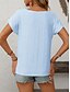 cheap Plain tee-Women&#039;s T Shirt Plain Fashion Modern Casual Short Sleeve Crew Neck Regular Tops Daily Weekend Patchwork Buttons White Sky Blue Orange Rose Pink Summer Spring
