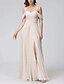 abordables Robes de demoiselle d&#039;honneur-Ligne A Robe de Demoiselle d&#039;Honneur  Coeur Manche Courte Élégant Longueur au sol Chiffon avec Devant Fendu / Fronces 2022