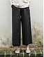abordables Pantalón liso de lino y algodón-Mujer Pantalones cortos de lino y algodón Pantalones inspirados en el lino Pantalones de lino y algodón Moda Ropa de calle Básico Hasta el Tobillo Media cintura Plano Bolsillo Correa Comodidad Al