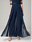 abordables Monos de mamá-Mono de la Madre de la Novia Invitada Formal de Boda Elegante Fiesta Cuello Redondo Largo hasta el Tobillo Chiffon Encaje Manga 3/4 con Apliques