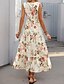ieftine Rochii de Vacanță-Pentru femei Rochie Maxi Rochie A line Rochie florala Stilat Casual Vacanță Casual Zilnic Fit regulat Floral Manșon scurt În V Alb Vară Primăvară