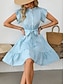abordables Vestido Sencillo-Mujer Mini vestido Vestido de Camisa Vestido informal Vestido de una línea Elegante Casual Vacaciones Diario Ajuste regular A Lunares Manga Corta Escote en Pico Magenta Rosa Azul Marino Azul Piscina