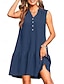 preiswerte Kleider für die Arbeit-Damen Minikleid Casual kleid Tank-Top Kleid Basic Brautkleider schlicht Urlaub Täglich Regular Fit Glatt Ärmellos Gekerbter Hals Schwarz Rosa Marineblau Grün Sommer