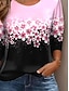 voordelige Bloementhee-Dames T-shirt Crew Neck Lange Mouw Tuniek Bloemrijk Elegant Vintage Reguliere Tops Dagelijkse Uitgaan Weekend Print Roze
