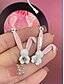 economico Orecchino da donna-orecchini da donna a forma di coniglietto pasquale 3D - grazioso design a forma di coniglietto con orecchie rosa e dettagli in diamanti, cerchio in argento sterling, gioielli divertenti e giocosi per Pasqua, abbigliamento casual ed eventi primaverili