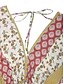 cheap Vacation Jumpsuit-Women&#039;s Normal Jumpsuit Holiday Floral 3/4 Length Sleeve V Neck High Waist Vacation Daily Regular Fit Yellow Summer