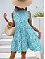 ieftine Rochii Boho-Pentru femei Rochie Mini Rochie casual Rochie Boho Boemia Epocă Έθνικ Vacanță Zilnic Fit regulat Geometric Fără manșon Guler Pe Gât Albastru piscină Vară
