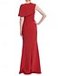 preiswerte ROT-Säulen  Column Abendkleid Elegantes Kleid Formelle Hochzeit Bodenlang Ärmellos Asymmetrischer Ausschnitt Stretch Crepe mit Drapierung