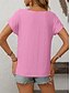 cheap Plain tee-Women&#039;s T Shirt Plain Fashion Modern Casual Short Sleeve Crew Neck Regular Tops Daily Weekend Patchwork Buttons White Sky Blue Orange Rose Pink Summer Spring