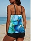 abordables Tankinis-Tankini deux pièces pour femmes maillot de bain boy leg dos nu vêtements de vacances plage ombre en U sans manches