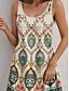 tanie Sukienki boho-Damskie Sukienka mini Sukienka A line Sukienka na szerokich ramiączkach Zabytkowe Elegancki Codzienny Codzienny Regularny Kwiaty Graficzny Geometryczny Bez rękawów Dekolt w kształcie litery U Morelowy