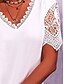 abordables Hauts en dentelle-Femmes T-shirt Dentelle Patchwork Œillet Uni Mode Moderne Occasionnel Manche Courte Col en V Hauts Réguliers Quotidien Sortir Week-end Blanche Rose Claire Violet Bleu clair Été Printemps
