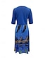 abordables Ensembles de robes-Femme Robe mi-longue Robe casual Robe Ensemble Robe Évasée Robe Trapèze mode Décontractées Vacances du quotidien Standard Graphic Demi Manches Col V Rose Claire Bleu Fuchsia Orange Eté