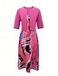 abordables Ensembles de robes-Femme Robe mi-longue Robe casual Robe Ensemble Robe Évasée Robe Trapèze mode Décontractées Vacances du quotidien Standard Graphic Demi Manches Col V Rose Claire Bleu Fuchsia Orange Eté