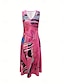 abordables Ensembles de robes-Femme Robe mi-longue Robe casual Robe Ensemble Robe Évasée Robe Trapèze mode Décontractées Vacances du quotidien Standard Graphic Demi Manches Col V Rose Claire Bleu Fuchsia Orange Eté