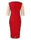 abordables Robes moulantes de soirée-Femme Robe mi-longue Robe casual Moulante Elégant mode Décontractées Vacances du quotidien Standard Bloc de couleur Manches 3/4 Col Ras du Cou Noir Blanche Rouge Bleu Roi Eté