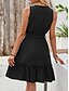 preiswerte Einfaches Kleid-Damen Mini Kleid A-Linie Kleid Sommerkleid Einfarbig Off-Shoulder Kleid Basic Lässig Urlaub Täglich Reguläre Passform Grafik Ärmellos V-Ausschnitt Schwarz Blau Grün Sommer