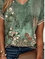 tanie T-shirt boho-Św. Patryk Damskie Podkoszulek Ombre Kwiaty Graficzny Elegancja Zabytkowe Codzienny Krótki rękaw W serek Zwykłe topy Codzienny Weekend Ubrania wakacyjne Nadruk Szałwiowy Lato