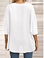 preiswerte Damen Urlaub Oberteile-Damen Hemd Bluse Feste Farbe Stilvoll Brautkleider schlicht 3/4 Ärmel V Ausschnitt Normale Oberteile Täglich Patchwork Schwarz Weiß Sommer Frühling