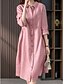 economico Vestito Semplice-Per donna Vestito longuette Abito casual Abito in cotone e lino Abito linea A Essenziale Informale Da mare Giornaliero Standard Liscio Manica a 3/4 Colletto Rosa Verde Estate Primavera Autunno